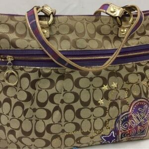 Coach Brown and Purple Shoulder Bag